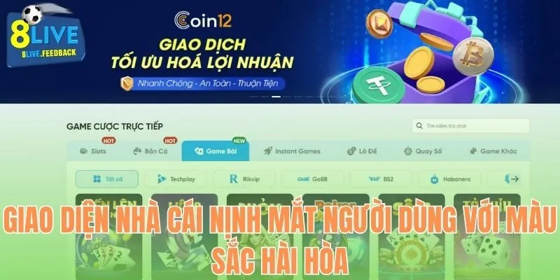 Giao diện nhà cái nịnh mắt người dùng với màu sắc hài hòa