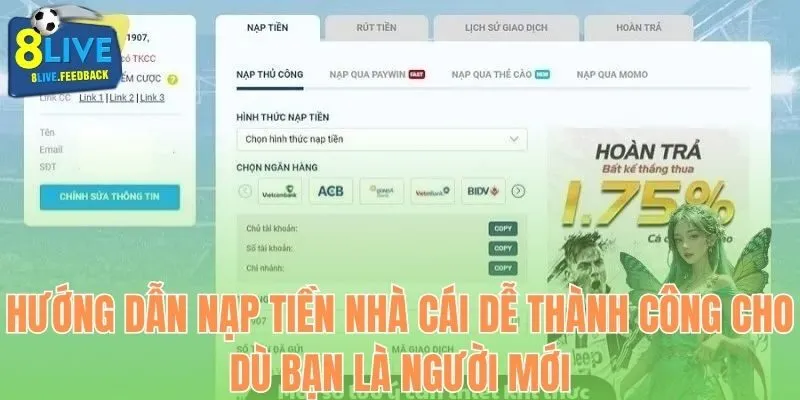 Hướng dẫn nạp tiền nhà cái dễ thành công cho dù bạn là người mới